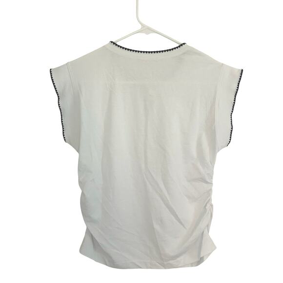 Madewell Women's Side Cinch Crewneck Stitching Detail White Tee Top L Large New - Picture 6 of 8
